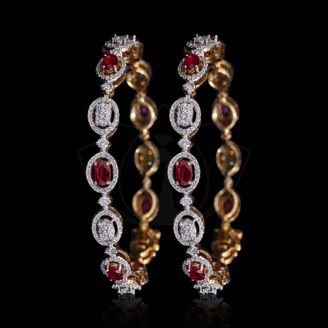 Simulated CZ diamond & ruby gemstone bracelet | Ratnali Jewels –  ratnalijewels
