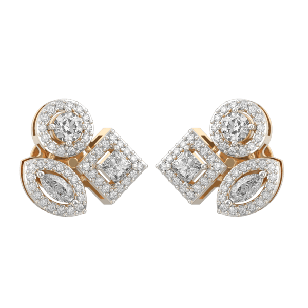 0.15 Ct Lovely Lachesis Solitaire Earrings In Yellow Gold For Women (Halo) made from VVS EF diamond quality with 1.36 carat diamonds