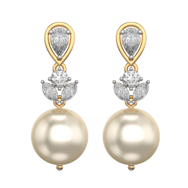 View of the 0.20 ct Pearl Plantae Diamond Earrings in close up