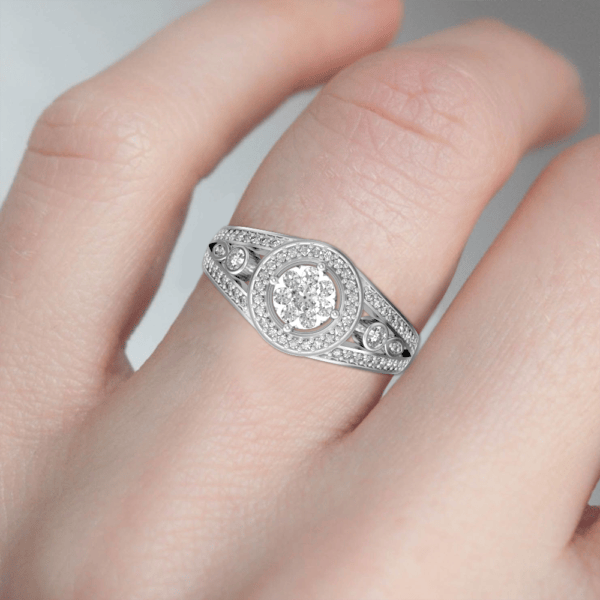 Human wearing the Alabaster Allure Diamond Ring
