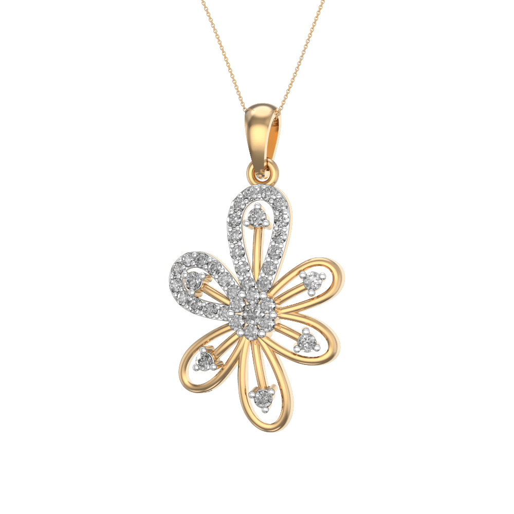14K Yellow Gold Flitting Butterfly Diamond Necklace