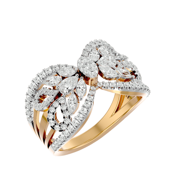 VVS EF Grade Beautiful Butterfly Diamond Ring with 0.96 carat diamonds