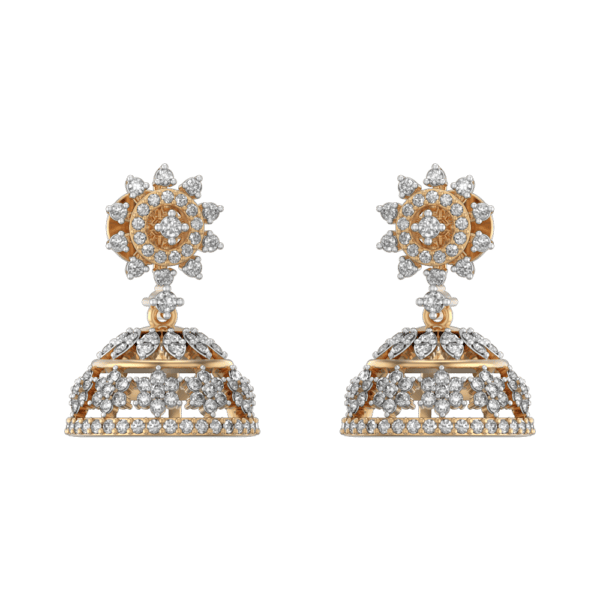 VVS EF Grade Blooming Sunflower Diamond Jhumkas with 1.69 carat diamonds