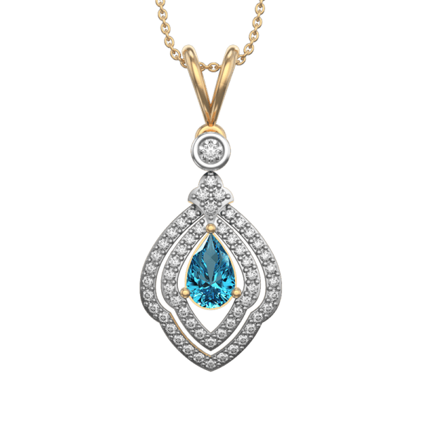 View of the Blue Bell Diamond Pendant in close up