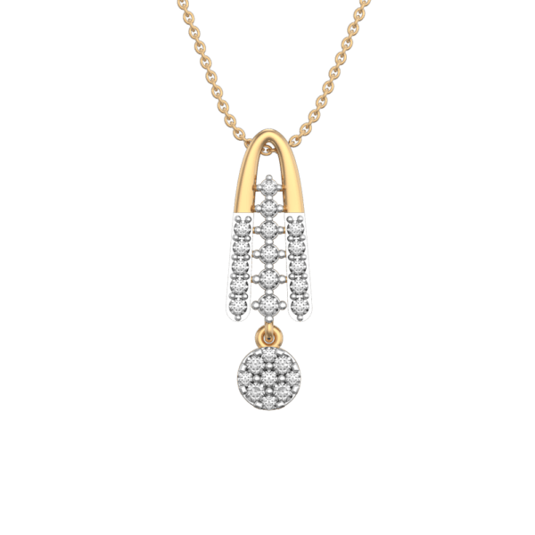 View of the Charming Church Bell Diamond Pendant in close up