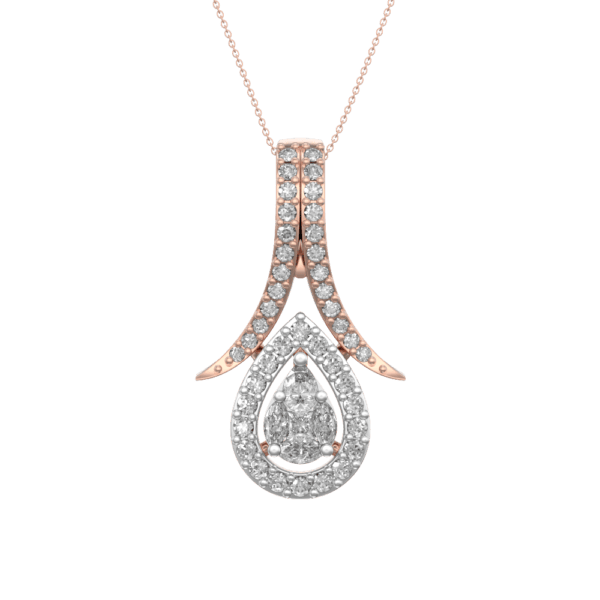 View of the Cupped Dewdrop Diamond Pendant in close up