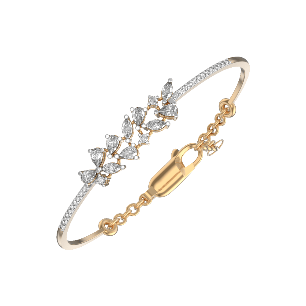 Stunning 3.20 Cts Round Marquise Pear Shape Diamonds Bangle Bracelet In 14K  Gold | eBay