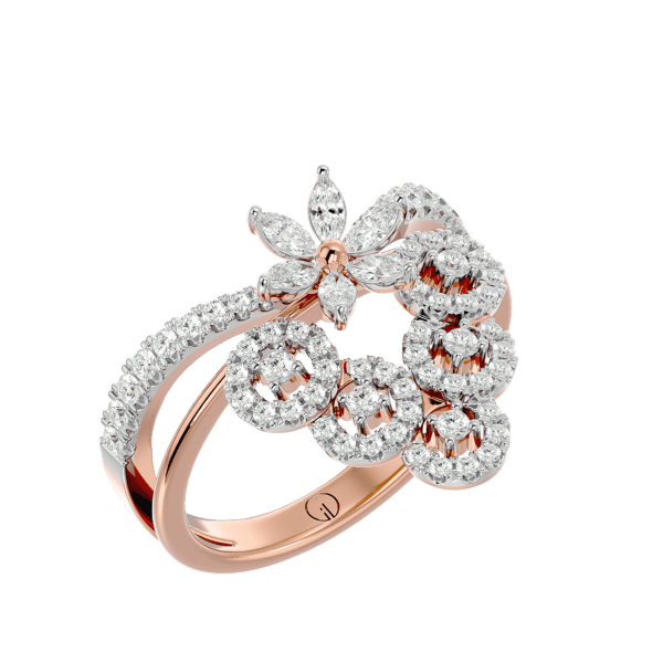 VVS EF Grade Enchanting Butterfly Diamond Ring with 0.73 carat diamonds