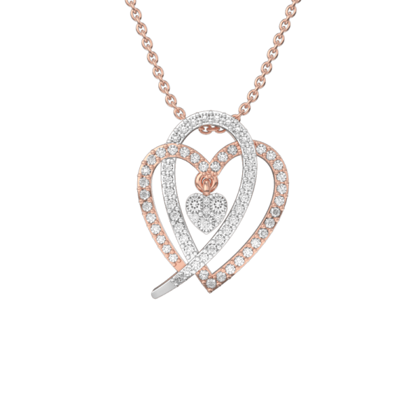 View of the Entwining Hearts Diamond Pendant in close up