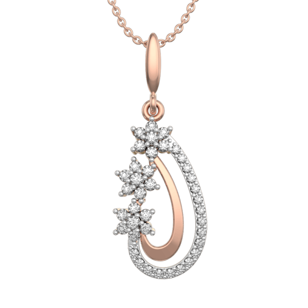 View of the Floral Pouch Diamond Pendant in close up
