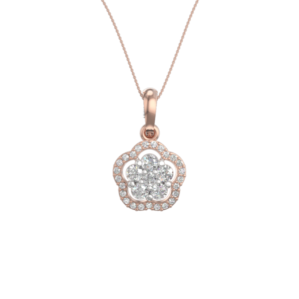 View of the Floweret Fondle Diamond Pendant in close up