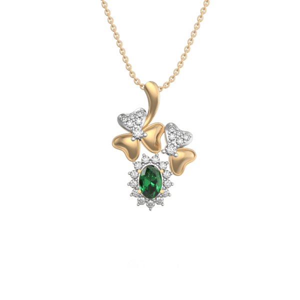 View of the Green Perennial Diamond Pendant in close up