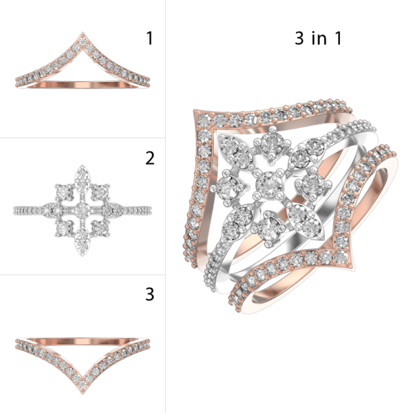 Imperial Empress 3 In 1 Stackable Diamond Ring made from VVS EF diamond quality with 0.91 carat diamonds