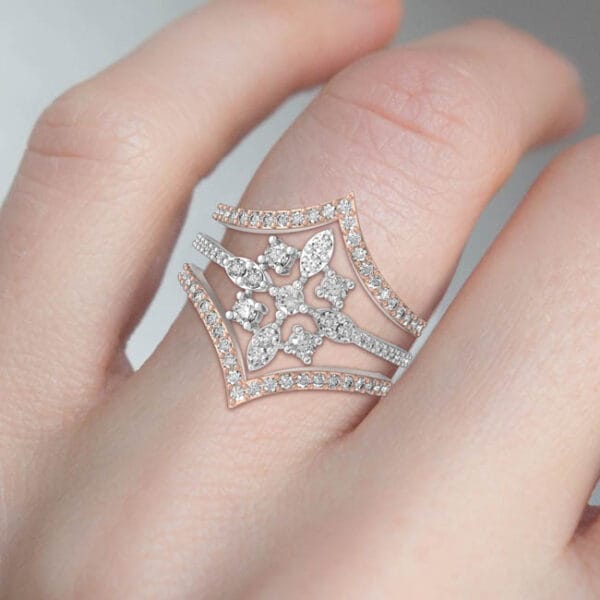 Human wearing the Imperial Empress 3 In 1 Stackable Diamond Ring