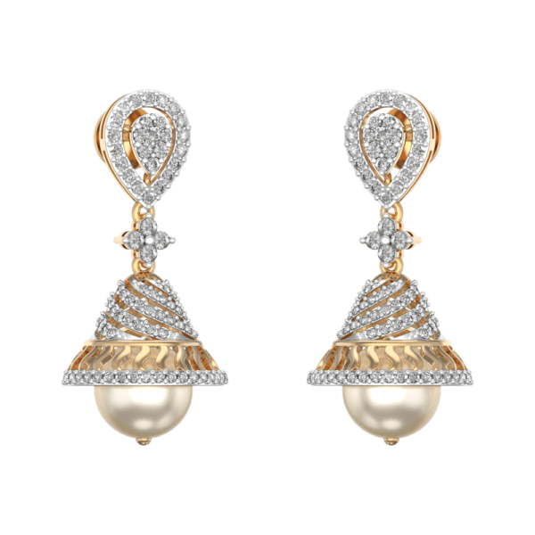 VVS EF Grade Lustrous Lantern Diamond Jhumkas with 1.14 carat diamonds