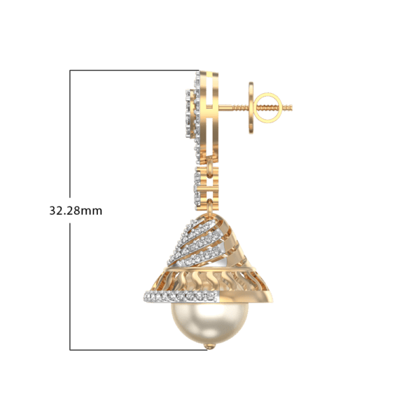 An additional view of the Lustrous Lantern Diamond Jhumkas