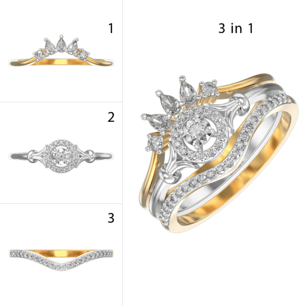 Magical Marvel 3 In 1 Stackable Diamond Ring made from VVS EF diamond quality with 0.91 carat diamonds