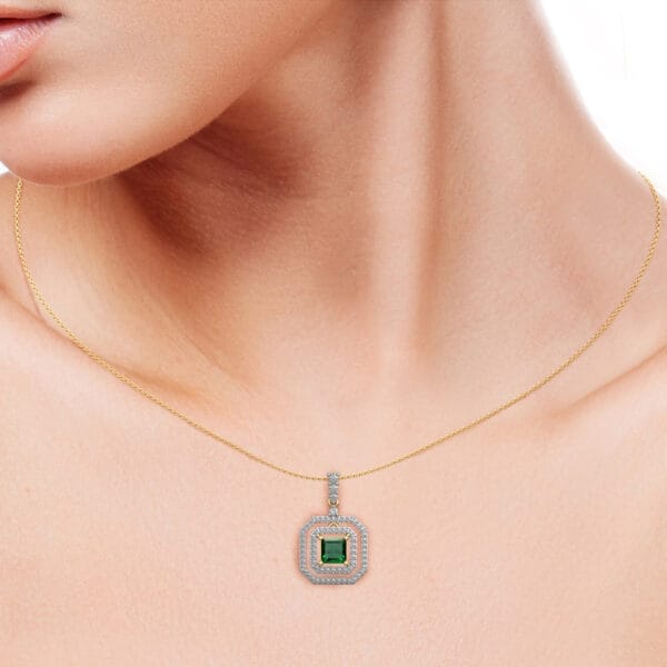 Human wearing the Octagonal Brilliance Diamond Pendant