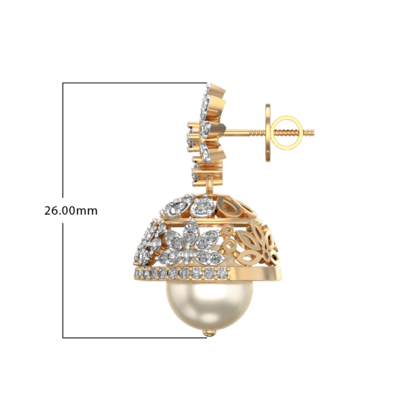 An additional view of the Stunning Floret Diamond Jhumkas