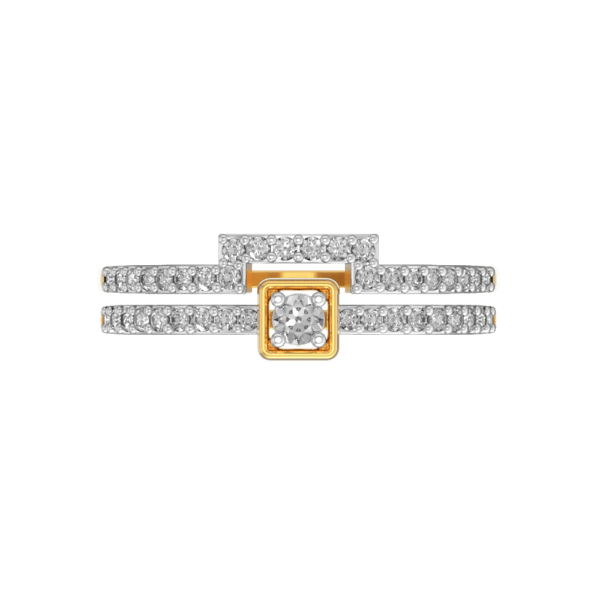 View of the Stunning Squares 2 In 1 Stackable Diamond Ring in close up