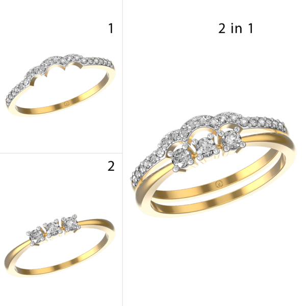 Supreme Sparkle 2 In 1 Stackable Diamond Ring made from VVS EF diamond quality with 0.3 carat diamonds
