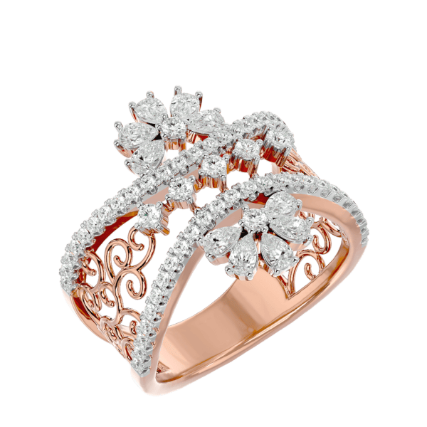 Wondrous Eyeful Diamond Ring in trendy rose gold.