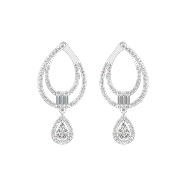 View of the Adorable Loops Diamond Earrings in close up