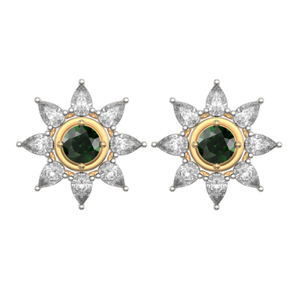 View of the Arabian Night Star Diamond Earrings in close up