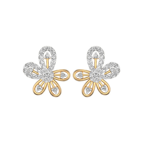View of the Beauteous Butterfly Diamond Earrings in close up