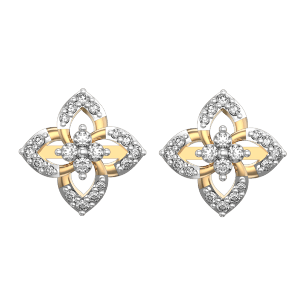 View of the Classic Clarkia Diamond Earrings in close up