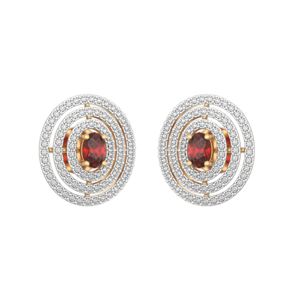VVS EF Grade Concentric Carmine Diamond Earrings with 0.85 carat diamonds