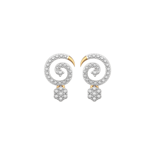 View of the Cute Coil Diamond Earrings in close up