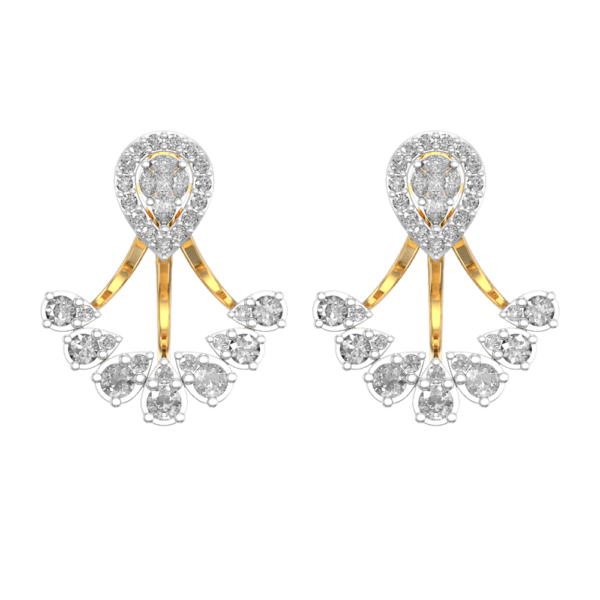 View of the Dazzles Of Droplets Diamond Earrings in close up