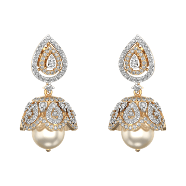 Dreamy Droplets Diamond Jhumka Earrings made from VVS EF diamond quality with 1.63 carat diamonds