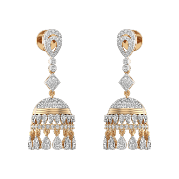 Endearing Enchantments Diamond Jhumka Earrings made from VVS EF diamond quality with 1.54 carat diamonds