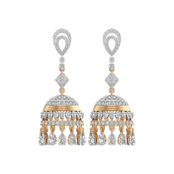 View of the Endearing Enchantments Diamond Jhumka Earrings in close up