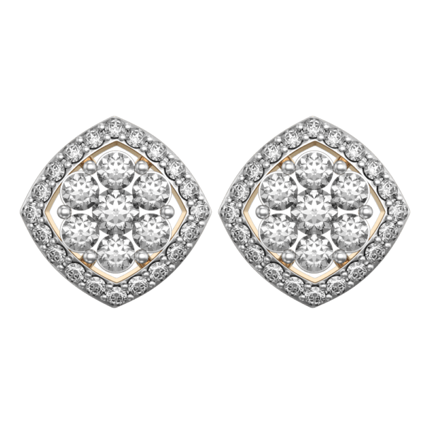 View of the Endearing Queen Diamond Earrings in close up