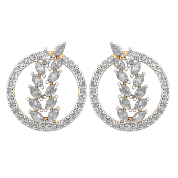 View of the Exotic Leafy Diamond Earrings in close up