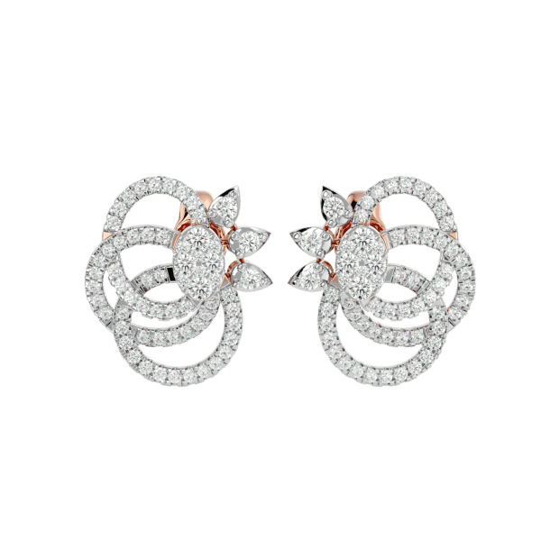 An additional view of the Exulting Brooch Diamond Stud Earrings In Pink Gold For Women