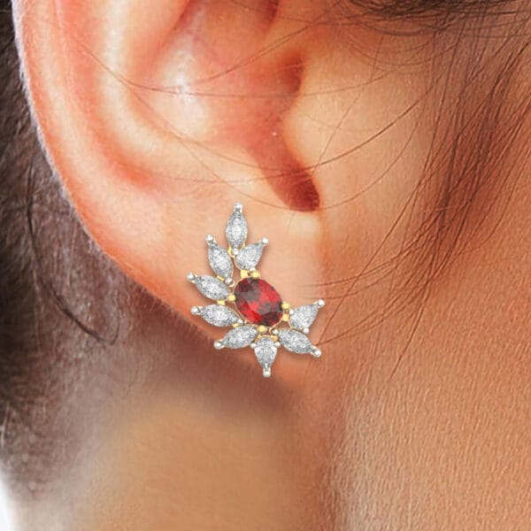Human wearing the Fiery Glitz Diamond Earrings