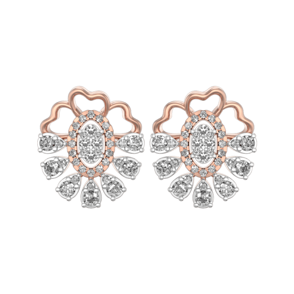 View of the Floral Extravaganza Diamond Earrings in close up