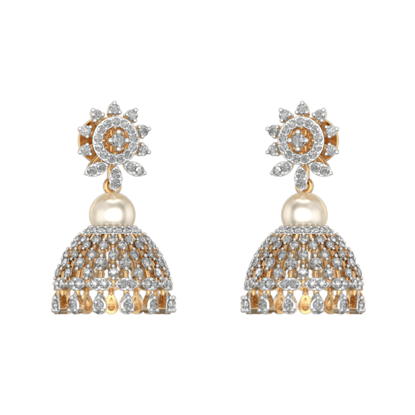 Floral Raindrops Diamond Jhumka Earrings made from VVS EF diamond quality with 1.59 carat diamonds
