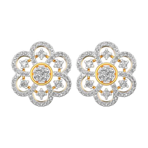 View of the Floret Of Venus Diamond Earrings in close up