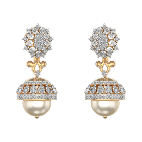 Glamor Diamond Jhumka Earrings made from VVS EF diamond quality with 1.5 carat diamonds