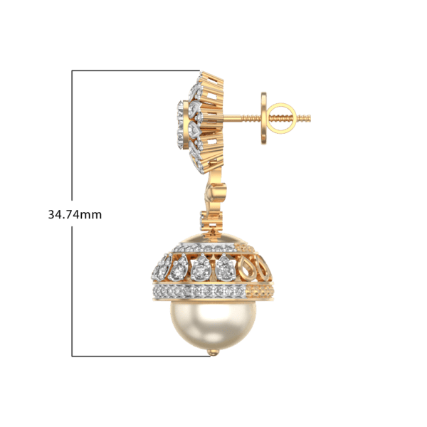 An additional view of the Glamor Diamond Jhumka Earrings