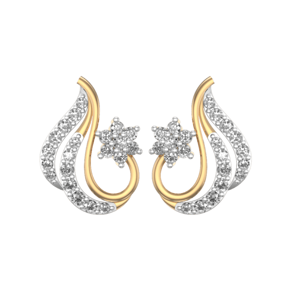 View of the Glistening Waves Diamond Earrings in close up