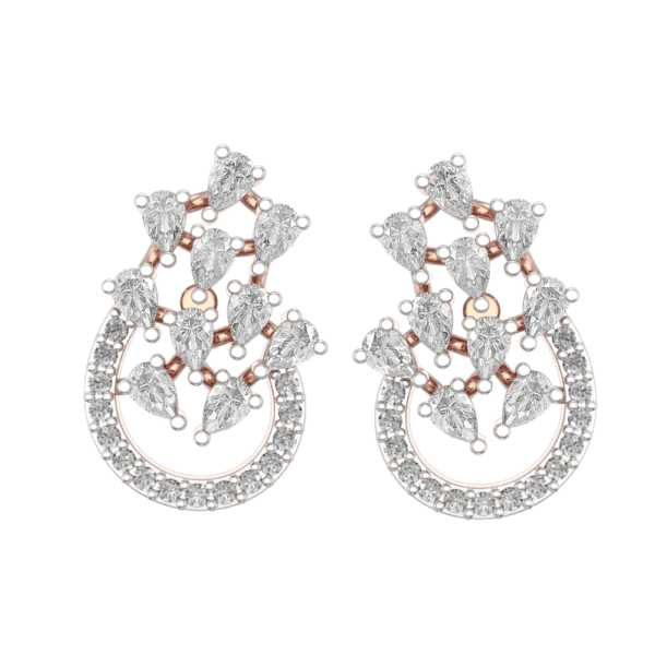 View of the Glorious Buds Diamond Earrings in close up