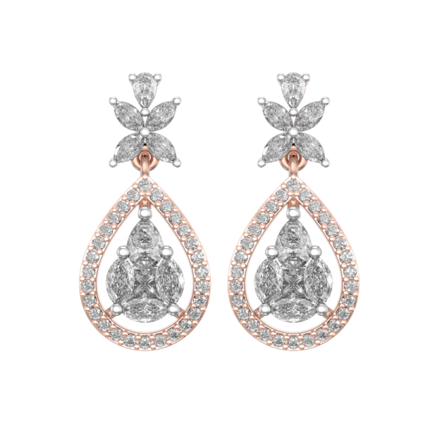 View of the Glorious Luster Diamond Earrings in close up