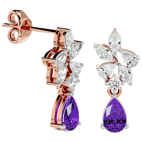 VVS EF Grade Gorgeous Grape Vine Diamond Earrings with 0.73 carat diamonds