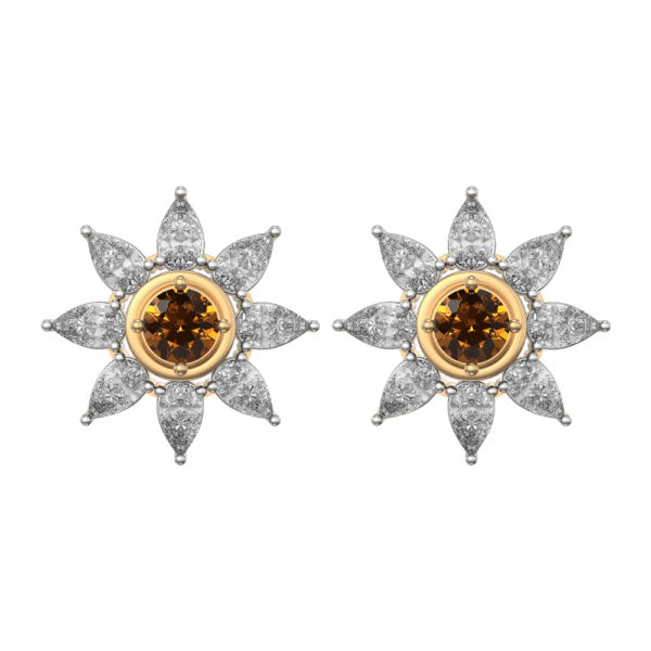View of the Hazel Night Star Diamond Earrings in close up